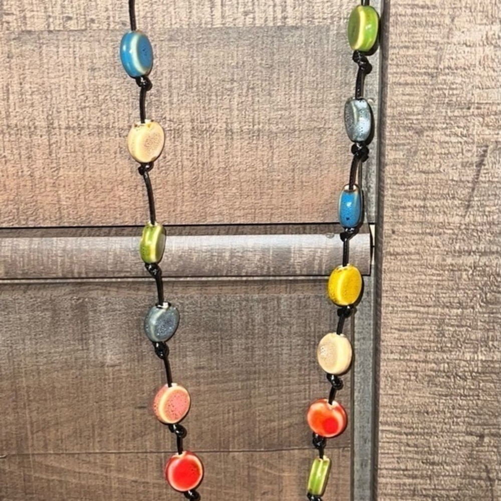 Multicolor Chunky Mixed Bold 35 inch long Statement Necklace discs beads